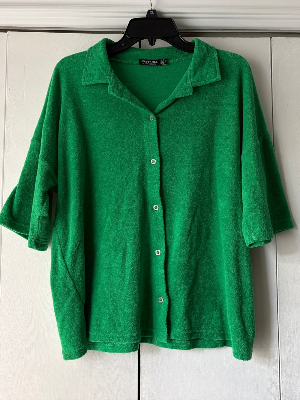 Nasty Gal Green Button-Front Short Sleeve Cardigan